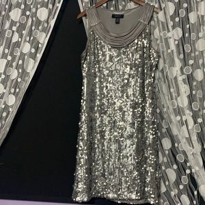 R&M Richards Silver Sequin Dress Size 14
